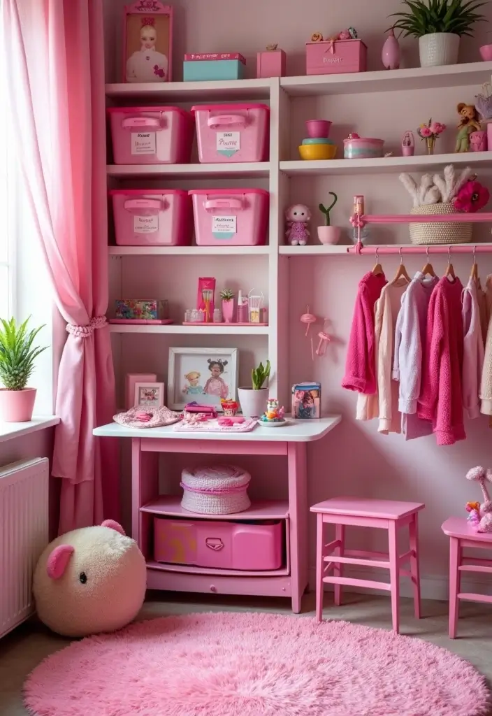 25 Barbie Bedroom Ideas for Kids That Are Pretty in Pink - 12. Barbie Accessory Corner