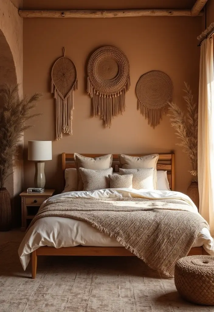 25 Bedroom Ideas with Brown Furniture That Feel Warm and Timeless - 23. Brown Furniture and Artisan Decor