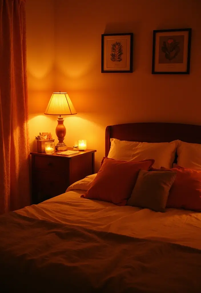 25 Burnt Orange Bedroom Ideas That Feel Warm and Trendy - 6. Warm Lighting