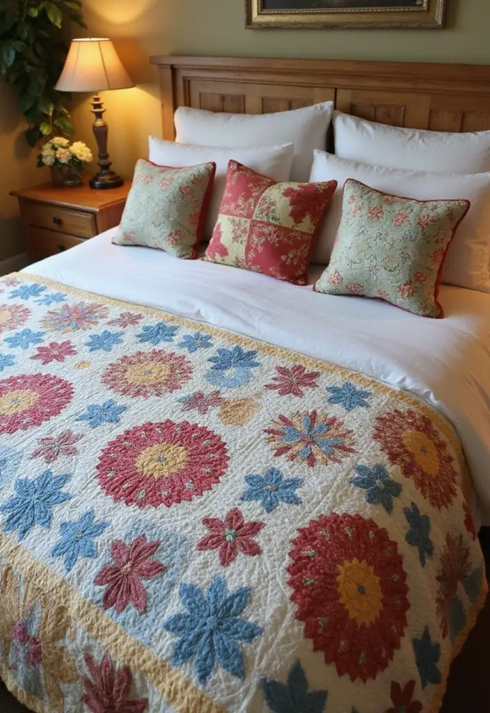 25 Cottage Core Bedroom Ideas That Bring Whimsical Charm Home - 14. Patchwork Quilts
