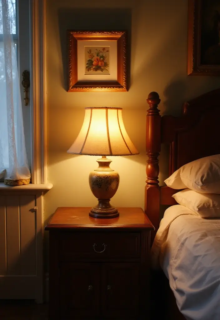 25 Cottage Core Bedroom Ideas That Bring Whimsical Charm Home - 19. Vintage Lighting Fixtures