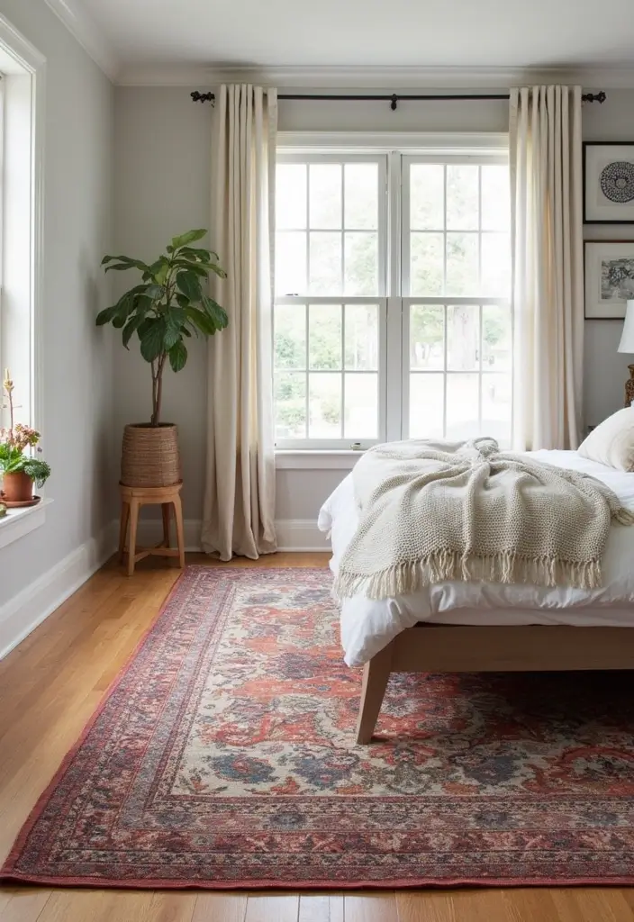 25 Grown Women Bedroom Ideas That Balance Comfort & Confidence - 20. Layering Rugs for Comfort