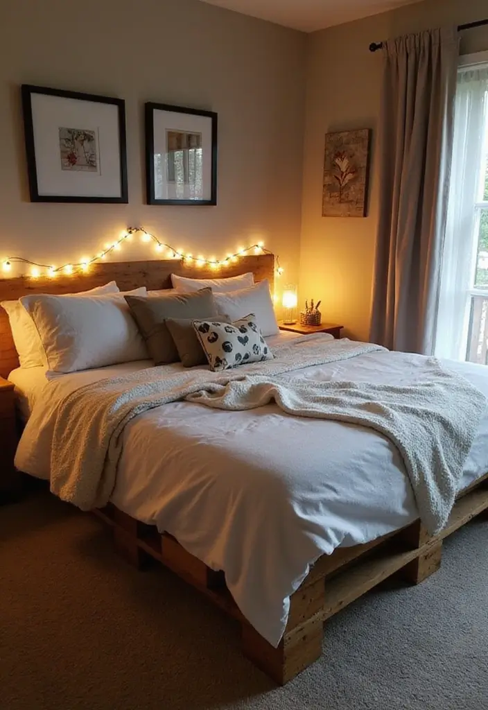25 Low Bed Ideas for a Cozy Bedroom That Feel Zen & Grounded - 16. Rustic Pallet Low Bed