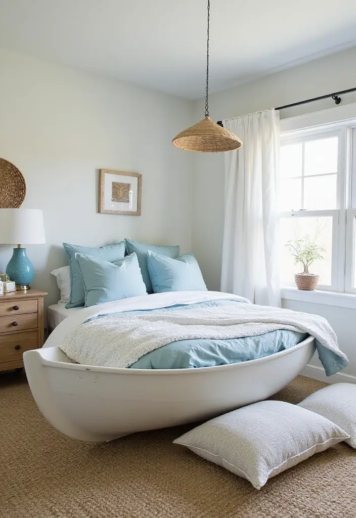 25 Low Bed Ideas for a Cozy Bedroom That Feel Zen & Grounded - 22. Low Boat Bed