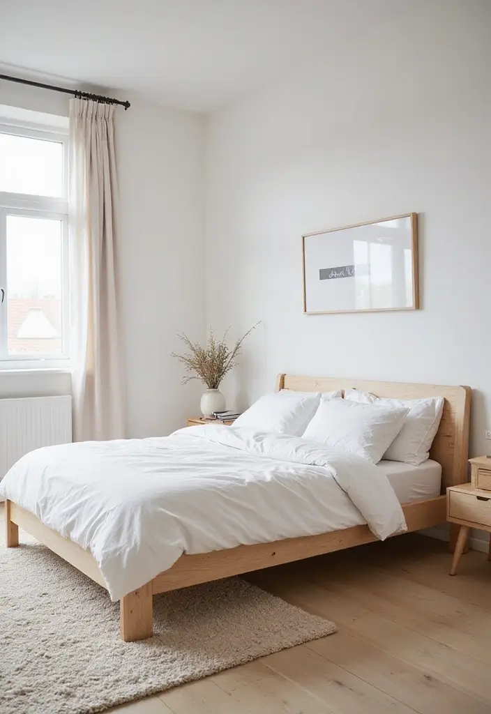 25 Low Bed Ideas for a Cozy Bedroom That Feel Zen & Grounded - 5. Minimalist Scandinavian Design