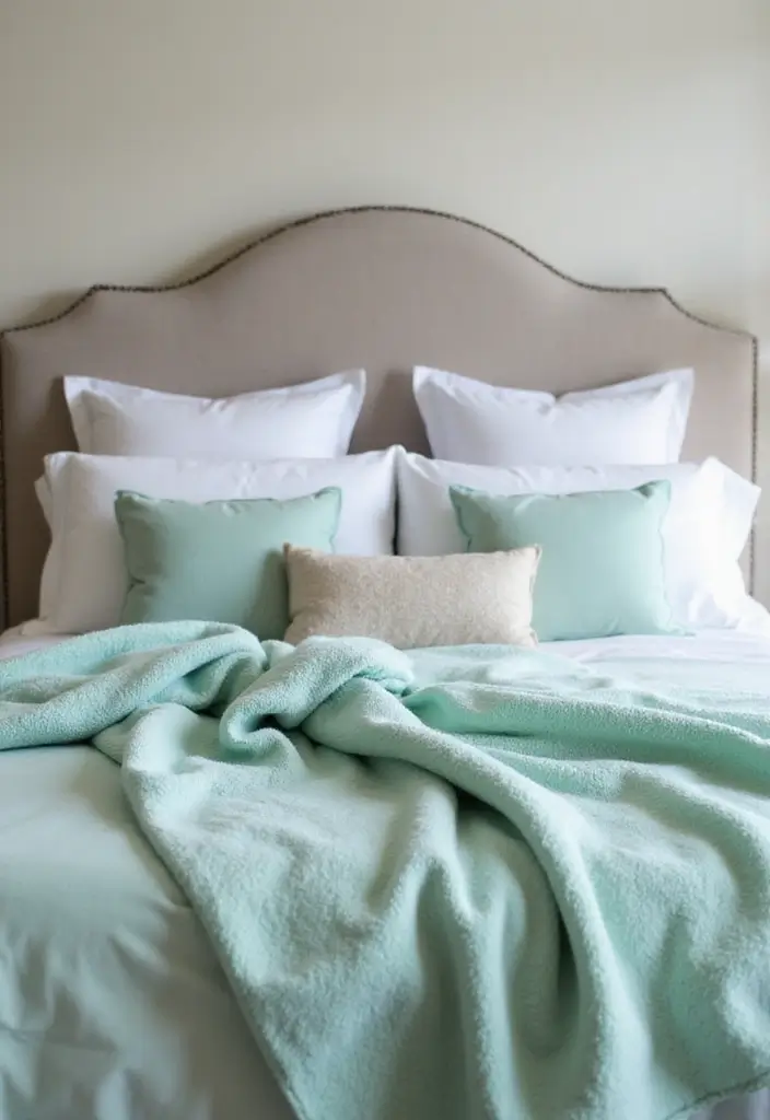 25 Mint Green Bedroom Ideas That Feel Cool & Refreshing - 19. Mint Green Throw Blankets