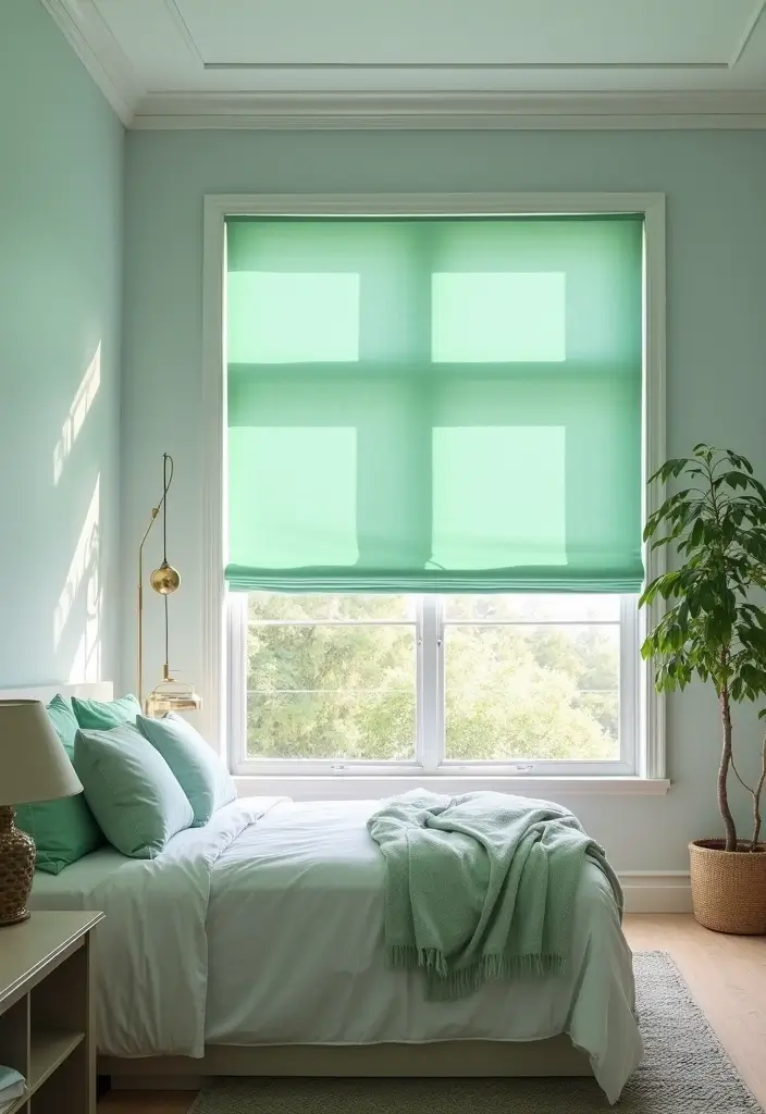25 Mint Green Bedroom Ideas That Feel Cool & Refreshing - 25. Mint Green Window Treatments
