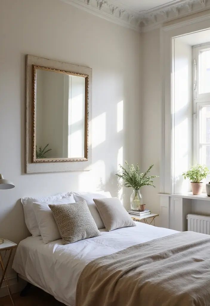 25 Small Primary Bedroom Ideas That Feel Calm & Luxurious - 2. Large Mirrors for Depth