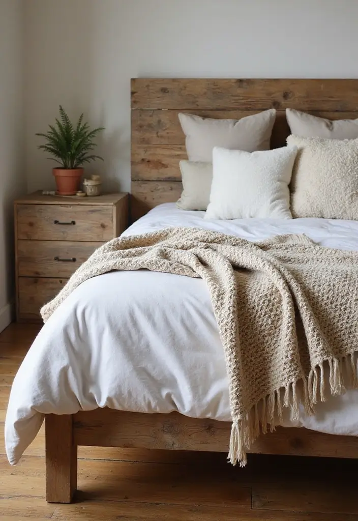 26 Country Style Bedroom Ideas That Feel Warm and Inviting - 1. Reclaimed Wood Bed Frame