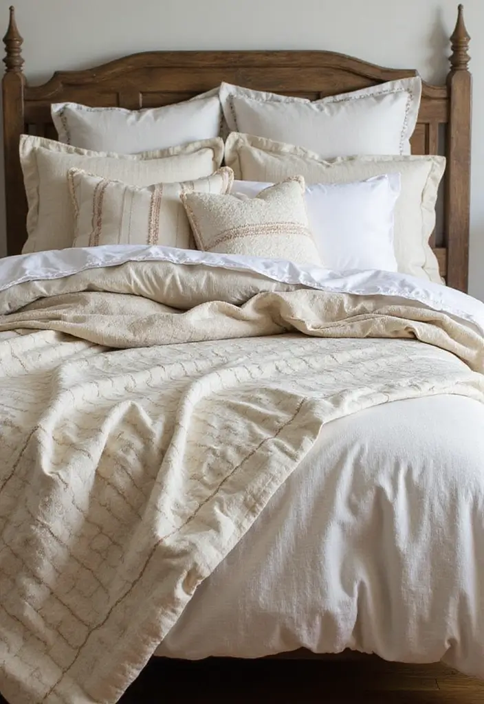 26 Country Style Bedroom Ideas That Feel Warm and Inviting - 10. Farmhouse-Style Bedding
