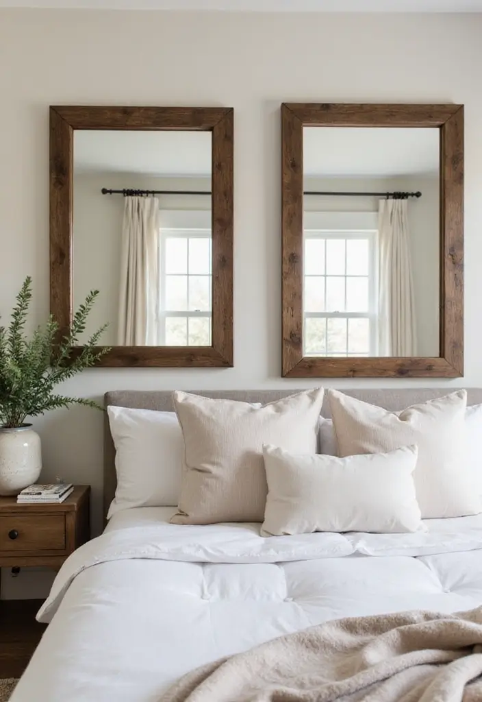 26 Country Style Bedroom Ideas That Feel Warm and Inviting - 21. Farmhouse-style Mirrors