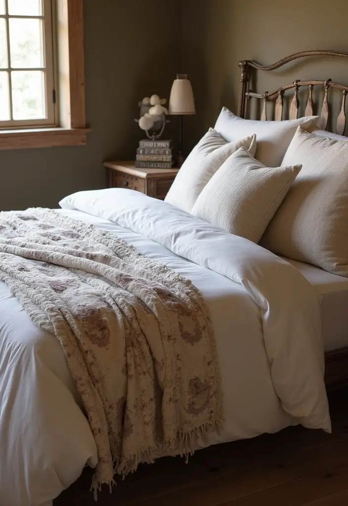 26 Country Style Bedroom Ideas That Feel Warm and Inviting - 23. Soft Bedding Layers