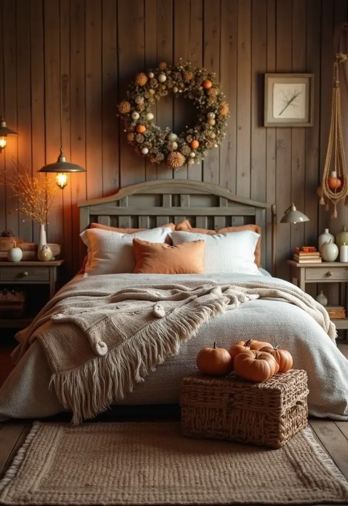 26 Country Style Bedroom Ideas That Feel Warm and Inviting - 26. Seasonal Decor Swaps