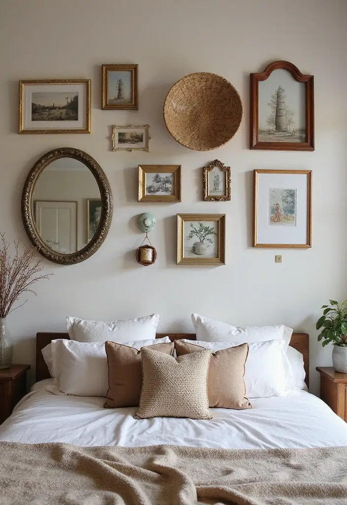 26 Country Style Bedroom Ideas That Feel Warm and Inviting - 9. Artisanal Wall Decor