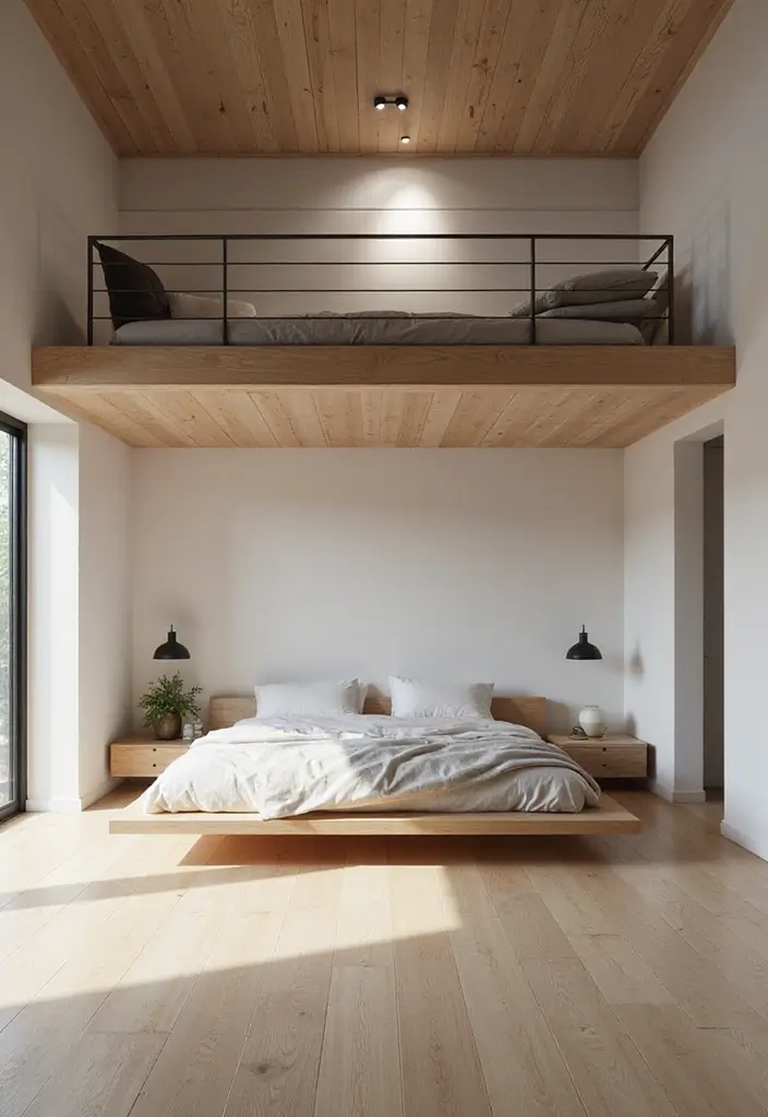 26 Ingenious Mezzanine Bedroom Small Loft Ideas - 1. Floating Bed for an Airy Feel