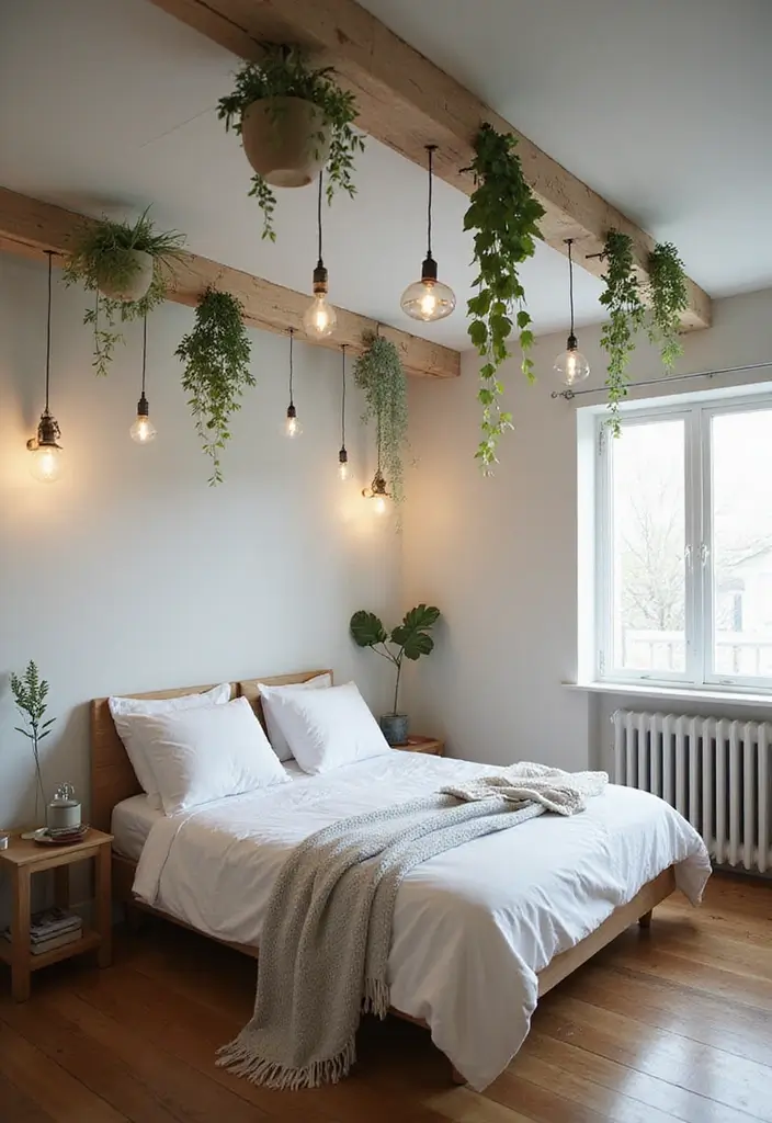 26 Ingenious Mezzanine Bedroom Small Loft Ideas - 18. Use of Ceiling Hooks
