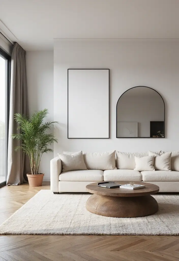 27 One Bedroom Apartment Ideas That Feel Spacious & Modern - 7. Minimal Wall Decor