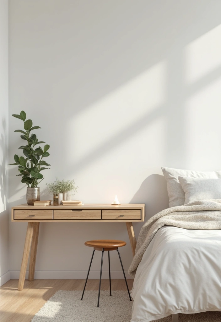 28 Minimalist Bedroom Decor Ideas That Feel Calm and Clutter-Free - 18. Minimalist Desk