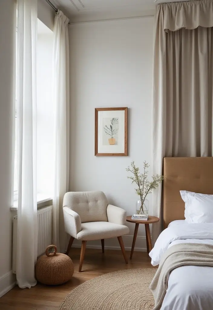 28 Minimalist Bedroom Decor Ideas That Feel Calm and Clutter-Free - 22. Personal Reading Nook
