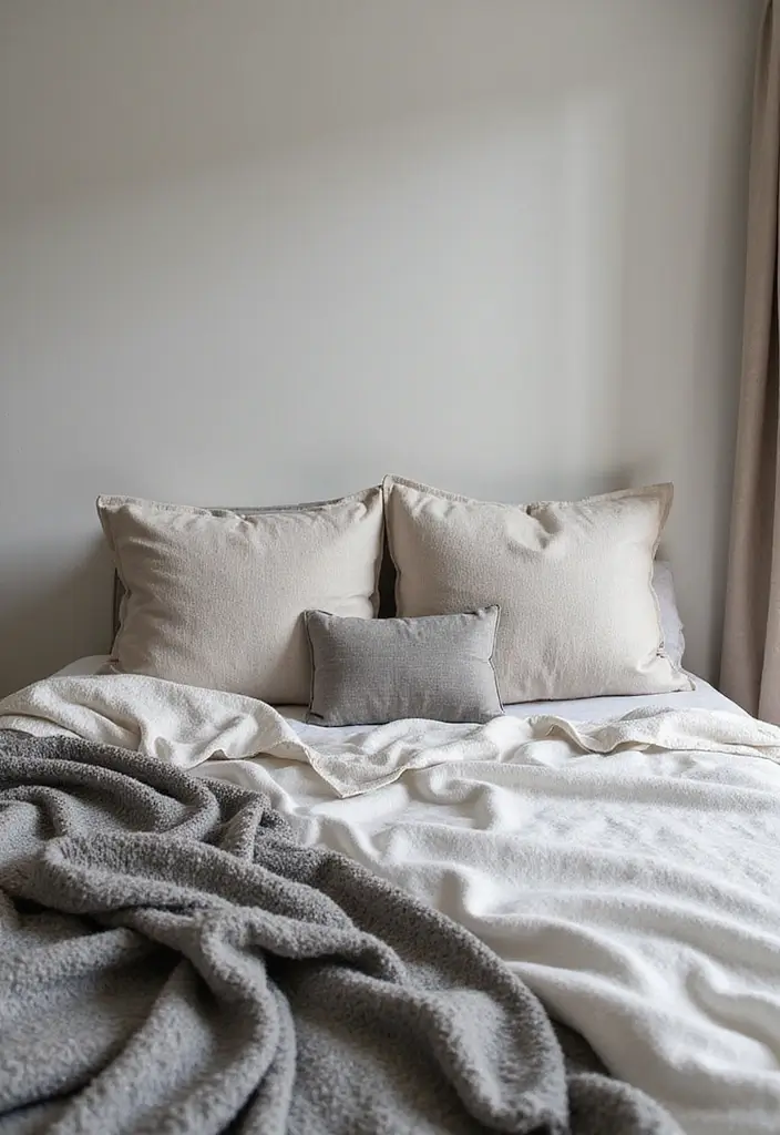 28 Minimalist Bedroom Decor Ideas That Feel Calm and Clutter-Free - 8. Monochrome Textures