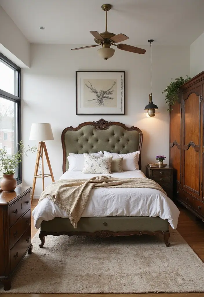28 Modern Bedroom Interior Design Ideas That Feel Luxe & Serene - 14. Vintage Accents