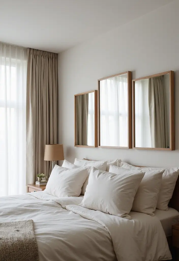 29 Apartment Bedroom Decor Ideas That Feel Cozy and Chic - 12. Mirrors for Light and Space