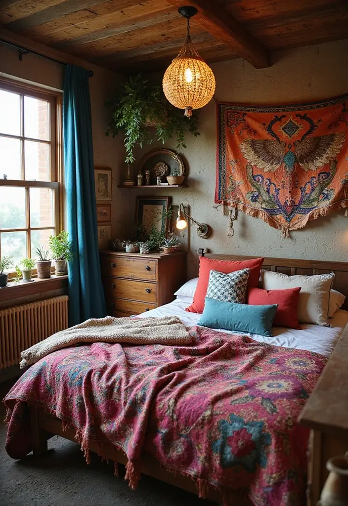 29 Apartment Bedroom Decor Ideas That Feel Cozy and Chic - 18. Bohemian Vibes