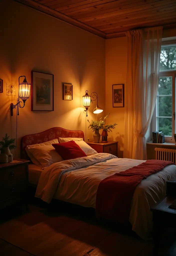29 Apartment Bedroom Decor Ideas That Feel Cozy and Chic - 25. Vintage-style Lighting