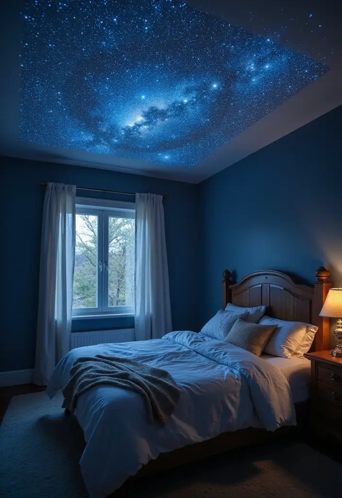 29 Romantic Bedroom Ideas for Him's Birthday That Feel Personal & Cozy - 24. Starry Night Sky Projector