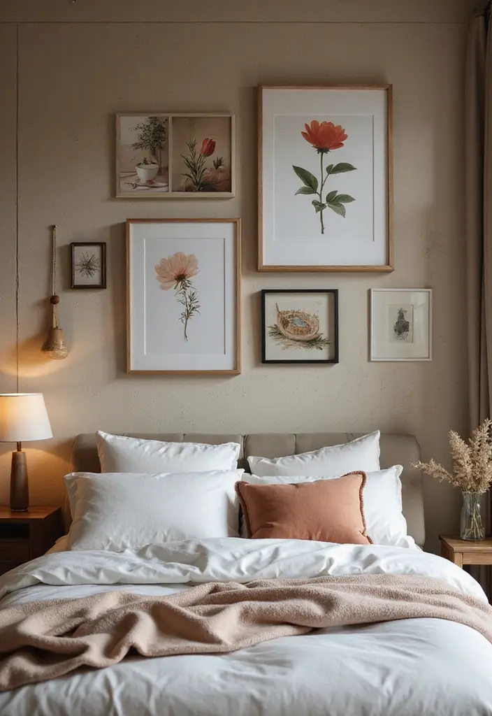 29 Romantic Bedroom Ideas for Him's Birthday That Feel Personal & Cozy - 27. Mood-Enhancing Artwork