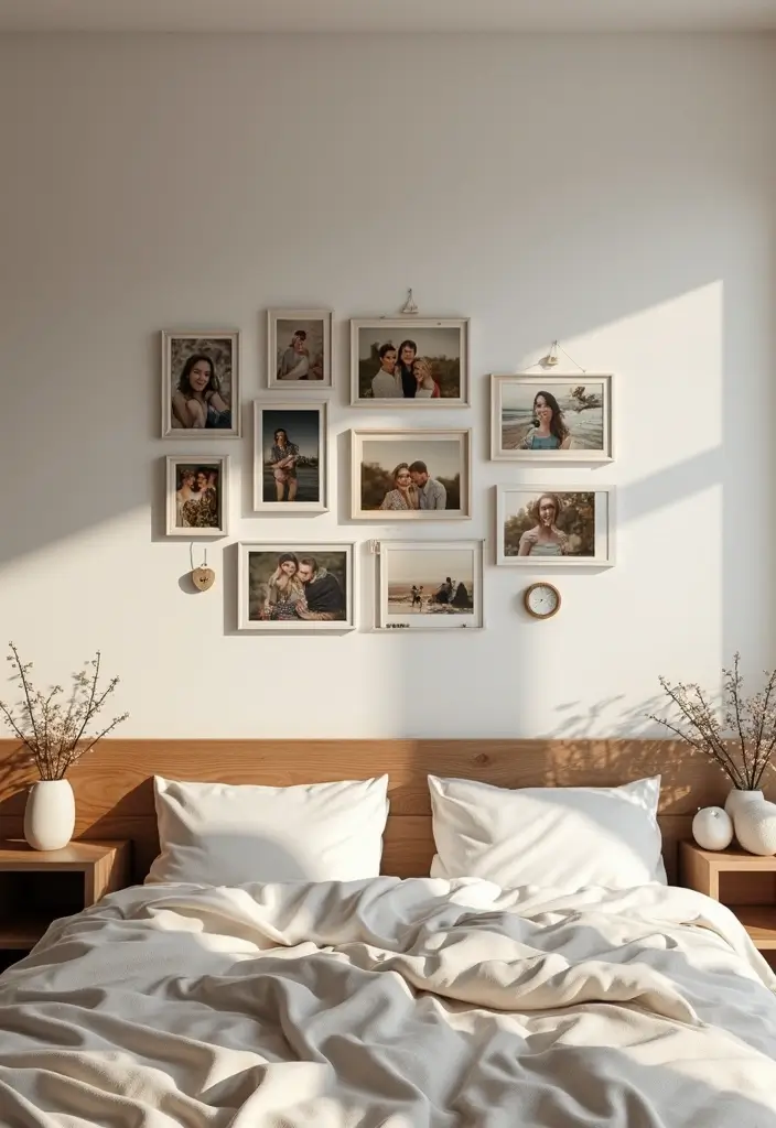29 Romantic Bedroom Ideas for Him's Birthday That Feel Personal & Cozy - 9. Heartfelt Photo Collage
