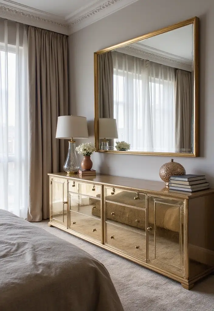 30 Bedroom Ideas for Black Women That Feel Bold, Beautiful & Empowering - 25. Reflective Surfaces