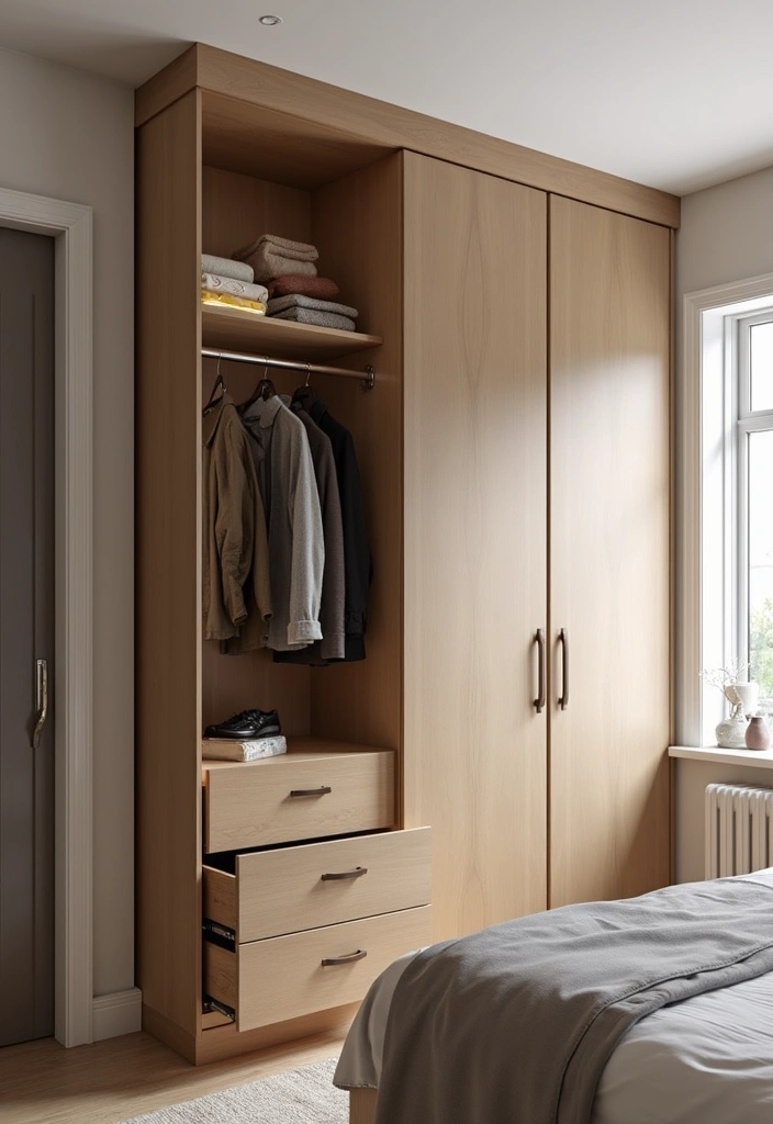 30 Bedroom Wardrobe Design Ideas That Maximize Space Beautifully - 16. Vertical Pull-Out Wardrobes
