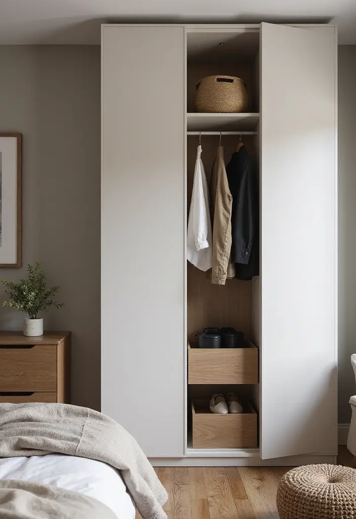 30 Bedroom Wardrobe Design Ideas That Maximize Space Beautifully - 23. Compact Wardrobe Designs