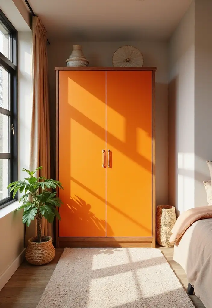 30 Bedroom Wardrobe Design Ideas That Maximize Space Beautifully - 7. Colorful Wardrobe Exteriors