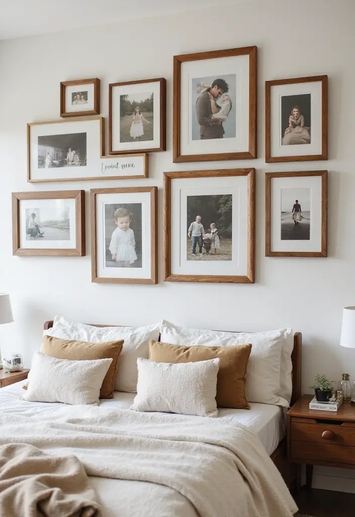 30 Cherry Wood Bedroom Decor Ideas That Feel Rich and Cozy - 19. Cherry Wood Picture Frames