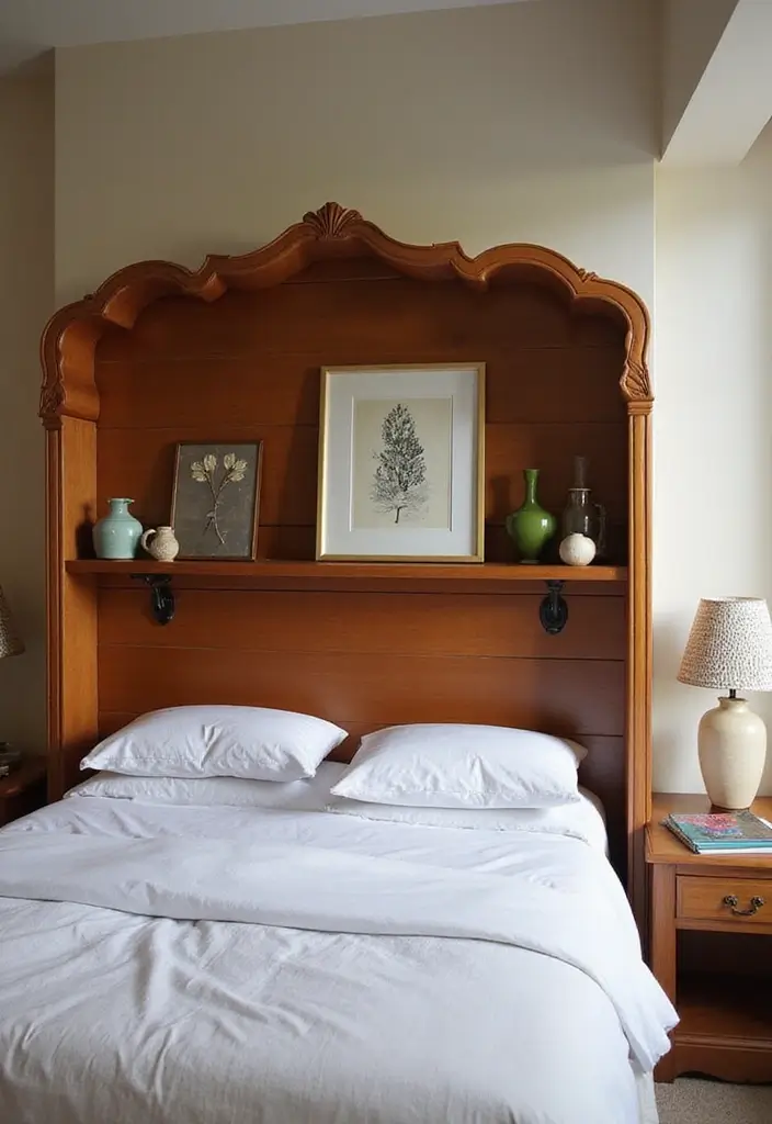 30 Cherry Wood Bedroom Decor Ideas That Feel Rich and Cozy - 20. Cherry Wood Headboard Shelf