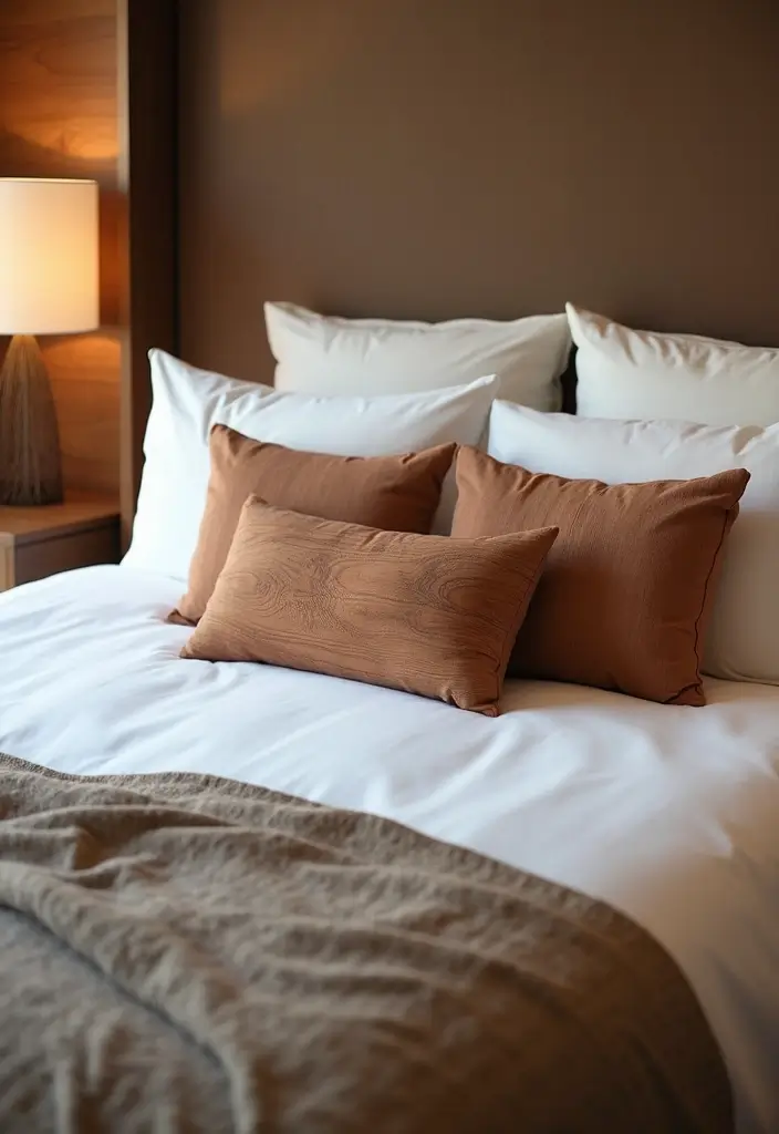 30 Cherry Wood Bedroom Decor Ideas That Feel Rich and Cozy - 21. Cherry Wood Accent Pillows