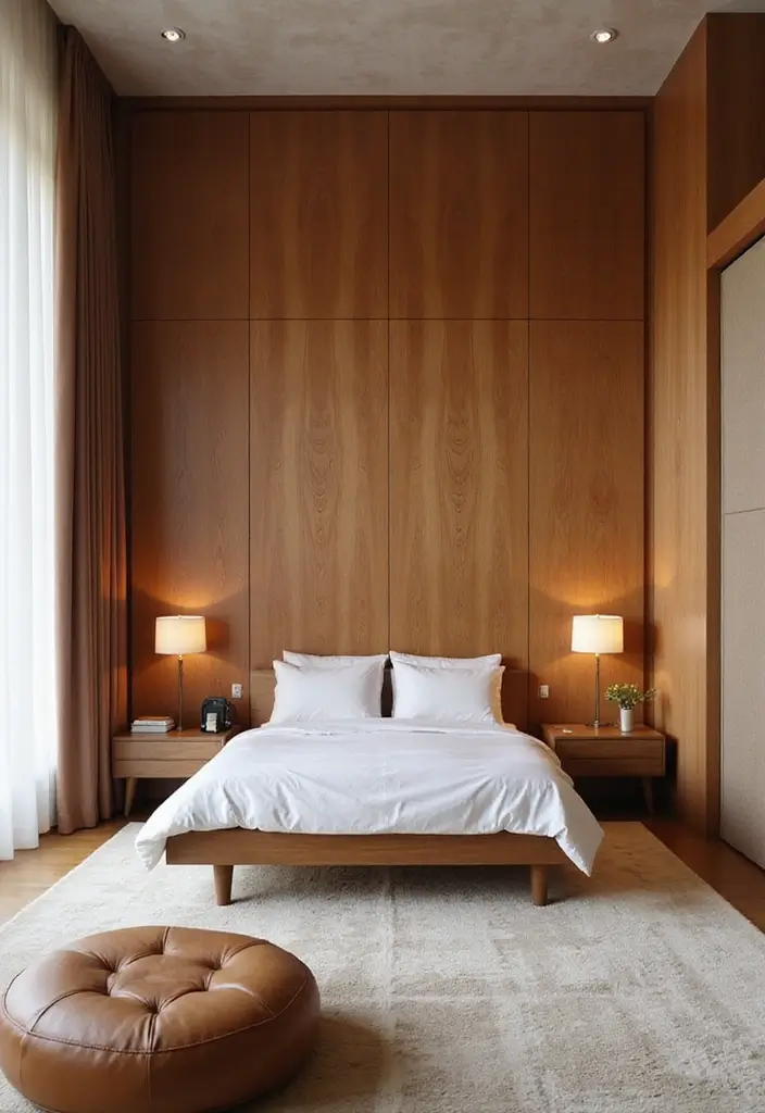 30 Cherry Wood Bedroom Decor Ideas That Feel Rich and Cozy - 22. Cherry Wood Room Divider