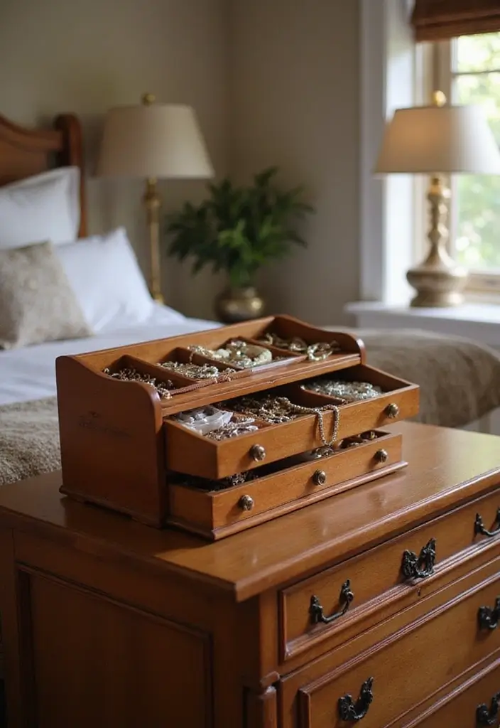 30 Cherry Wood Bedroom Decor Ideas That Feel Rich and Cozy - 23. Cherry Wood Jewelry Organizer