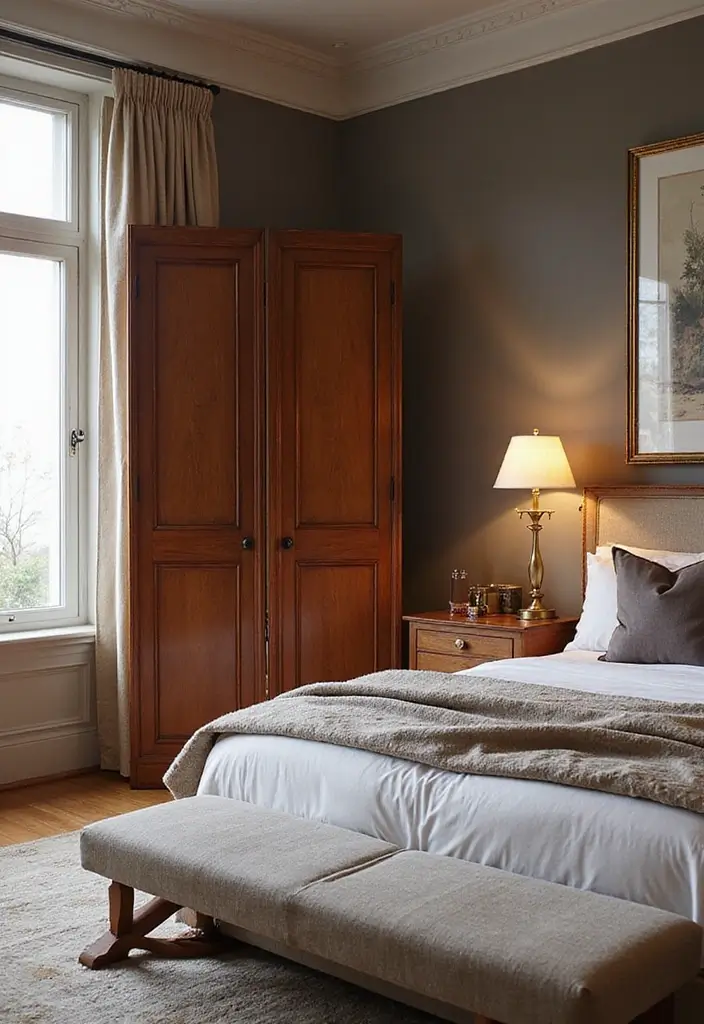 30 Cherry Wood Bedroom Decor Ideas That Feel Rich and Cozy - 29. Cherry Wood Folding Screen