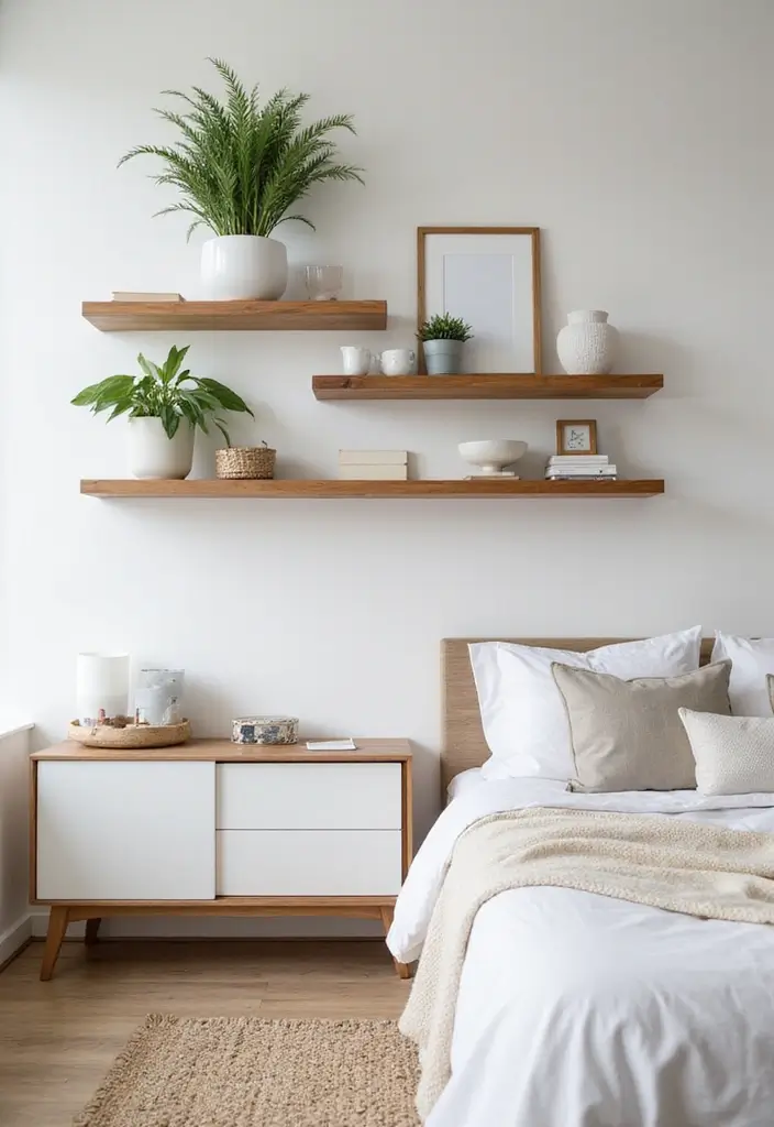 30 Cherry Wood Bedroom Decor Ideas That Feel Rich and Cozy - 6. Cherry Wood Floating Shelves