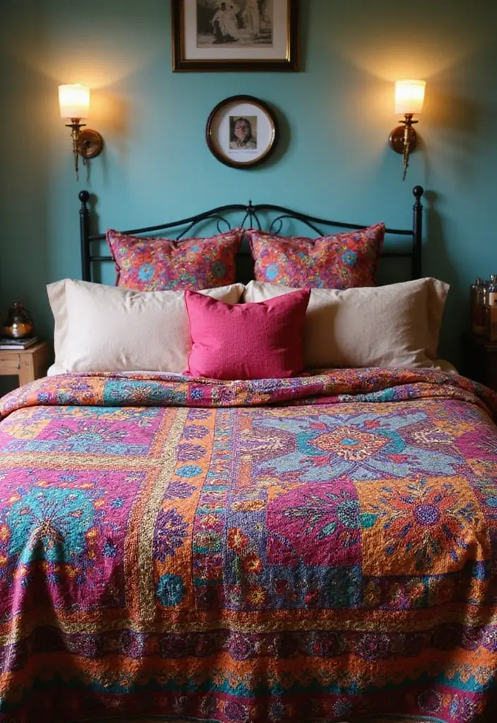 30 Cozy Boho Bedroom Ideas That Feel Dreamy and Relaxed - 27. Colorful Bedspreads