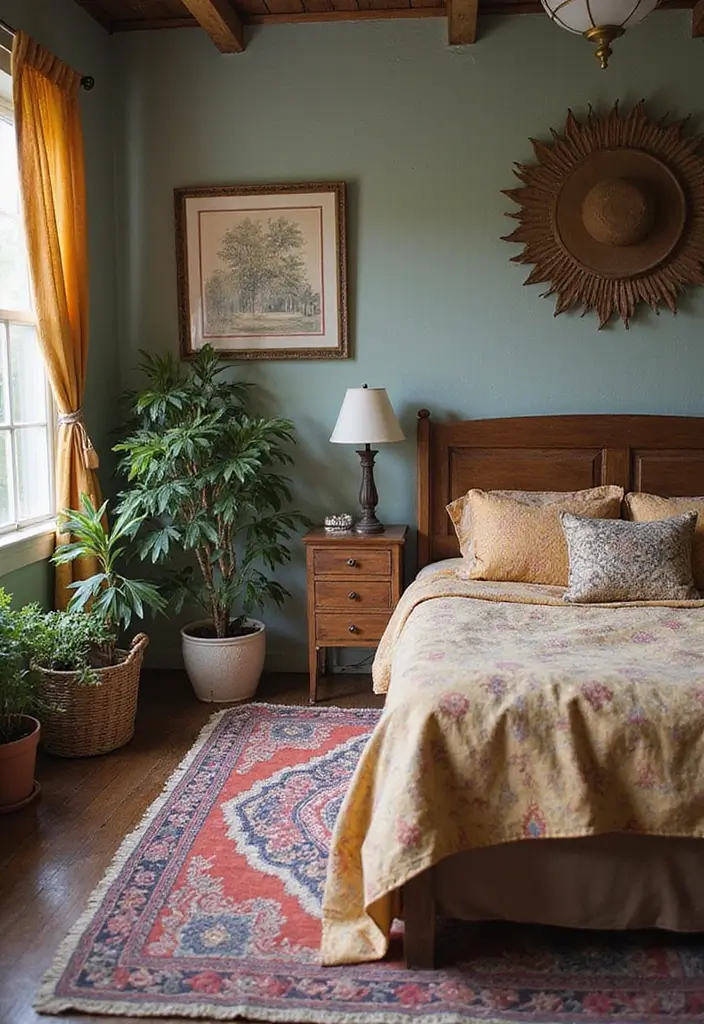 30 Cozy Boho Bedroom Ideas That Feel Dreamy and Relaxed - 8. Vintage and Thrifted Finds