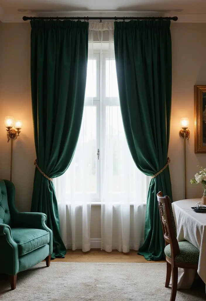 30 Dark Green Bedroom Ideas That Feel Cozy, Calm & Luxurious - 15. Dark Green Curtains