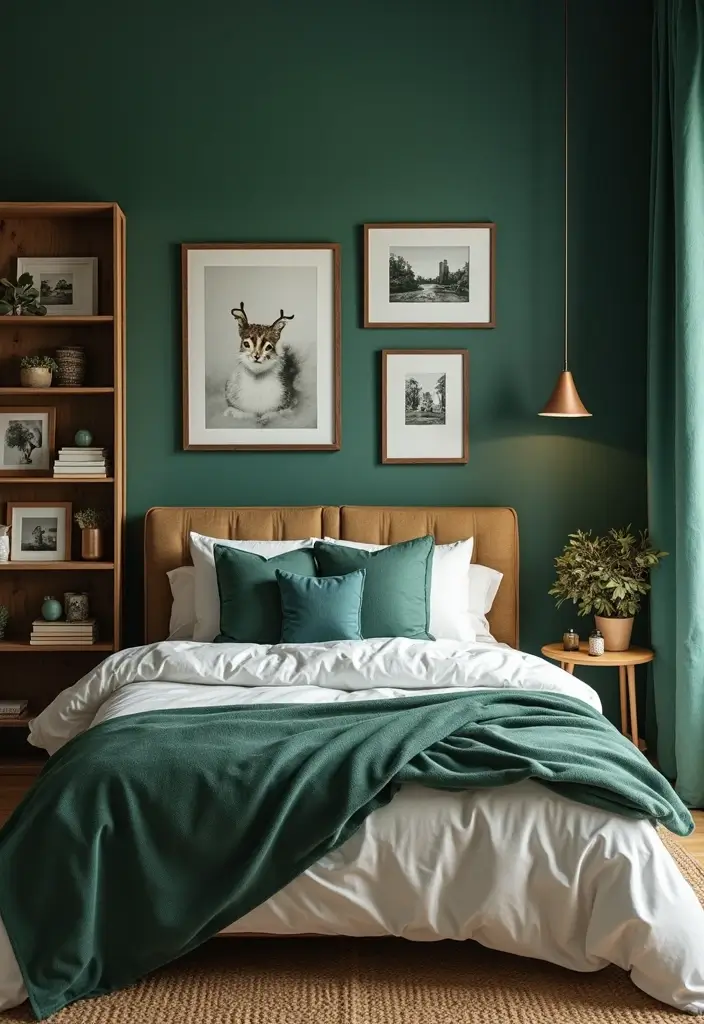30 Dark Green Bedroom Ideas That Feel Cozy, Calm & Luxurious - 26. Personalized Touches