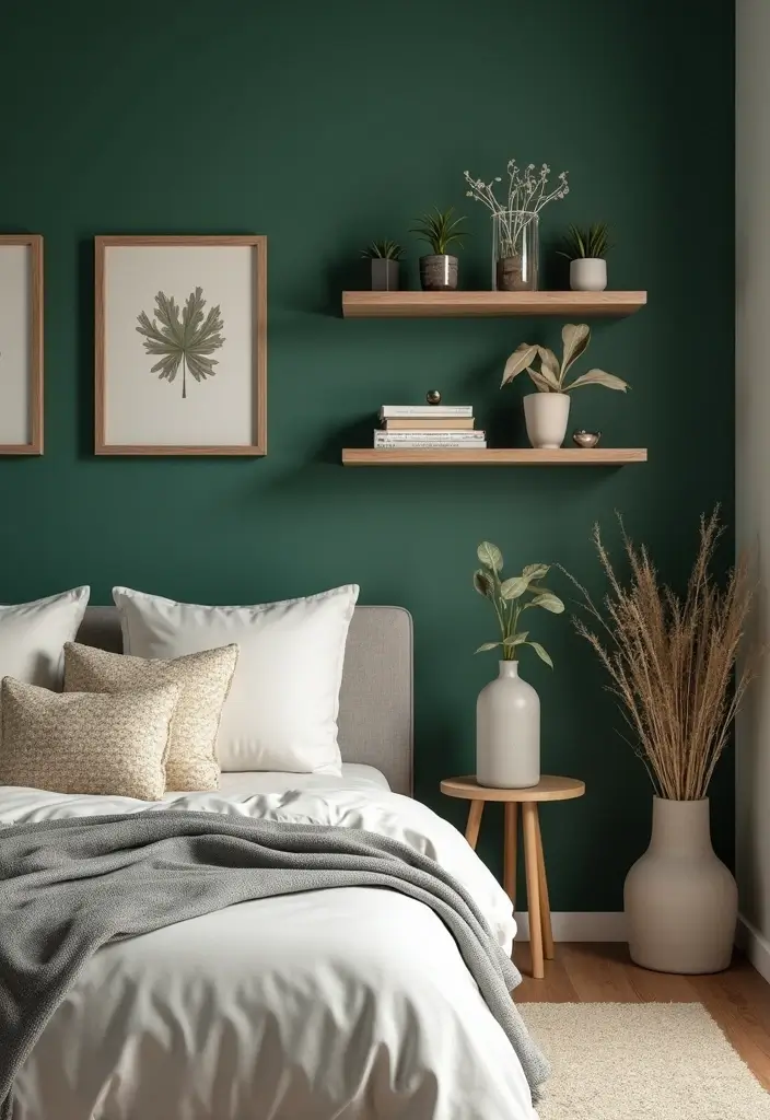 30 Dark Green Bedroom Ideas That Feel Cozy, Calm & Luxurious - 4. Dark Green Accent Wall