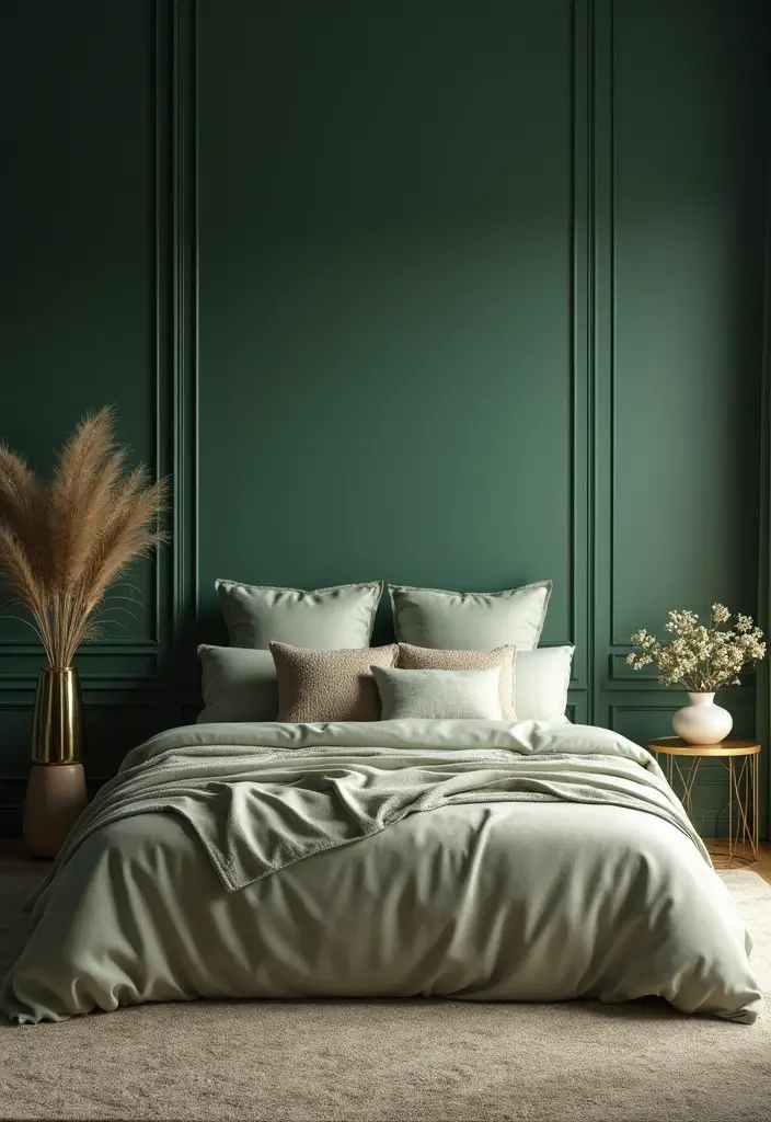 30 Dark Green Bedroom Ideas That Feel Cozy, Calm & Luxurious - 6. Calming Green Color Palette