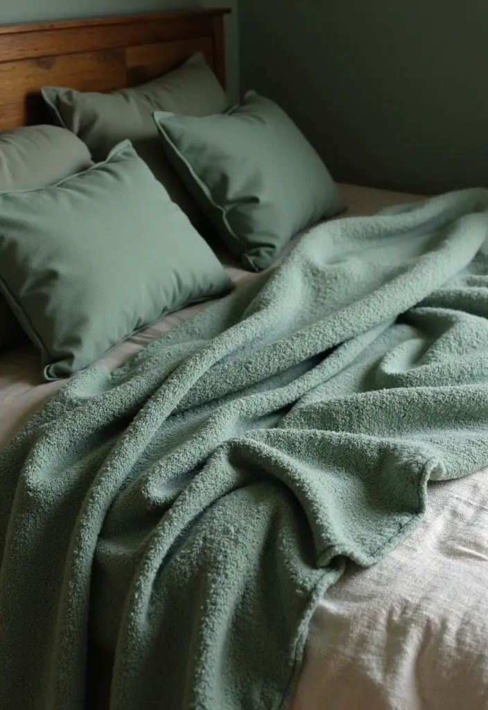 30 Forest Green Bedroom Ideas That Bring Nature Indoors - 16. Layered Textiles