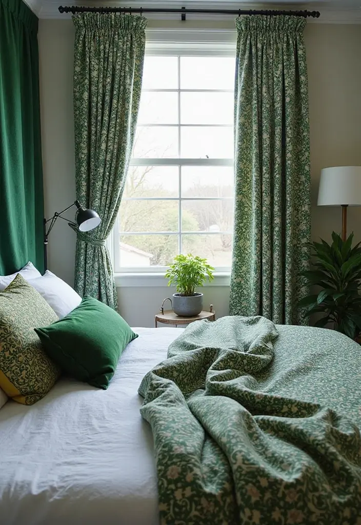 30 Forest Green Bedroom Ideas That Bring Nature Indoors - 18. Use of Patterns